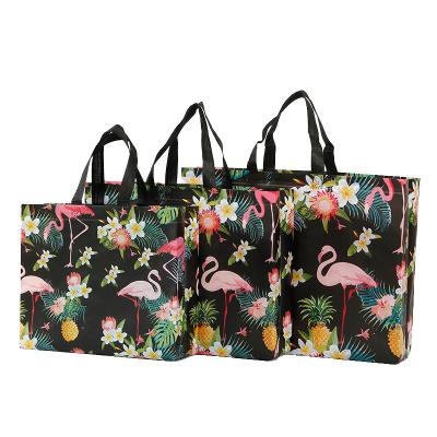 China Wholesale Portable Non Woven Handled Personalize Grocery Reusable Cute Cloth Cotton Flamingo Custom Folding Shopping Bag With Logo for sale