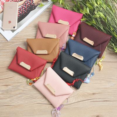 China New Mini Woman Lychee Pattern Cute Student Coin Purse Korean Key Case Pocket Anti-theft Pendant Wallet for sale