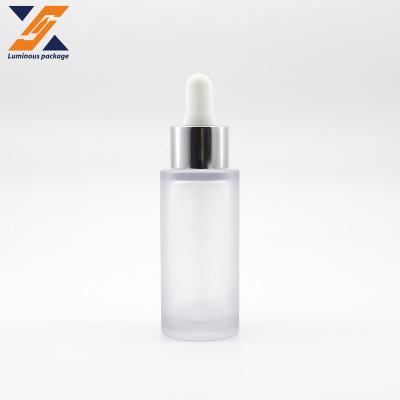 China Wall 30ml Pet Essence Simple Transparent Thick Empty Flat Shoulder Pet Essential Oil Dropper Bottle Cosmetic Bottle for sale