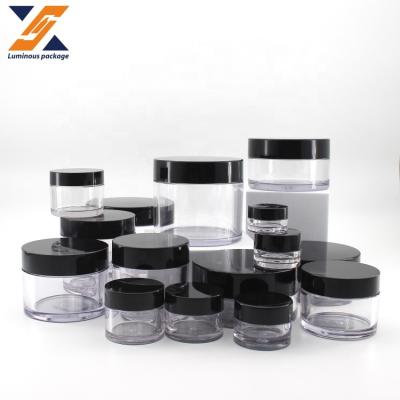 China Plain PETG Cosmetic Packaging 1oz 30g Nail Dipping Container PETG Plastic Cream Mask Jar With Black Lids for sale