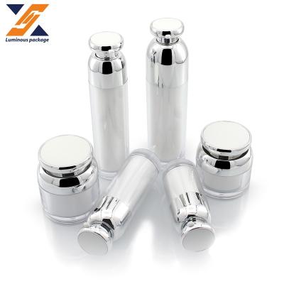 China 15ml 30ml 50ml 100ml Popular Cosmetic Acrylic Airless Pump Bottle And Rotary Cream Jar Skin Care Packaging Container for sale