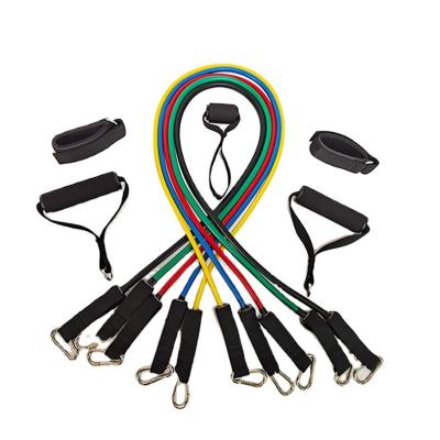 China Wholesale Portable Theraband Home Exercise Equipment 11pcs 100lbs Resistance Bands Set for sale