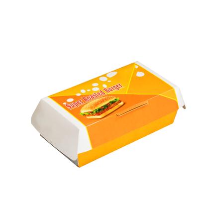 China Hot Dog Food Tray Take Away Chicken Wing Paper Box Recyclable Custom Printed Paper Wrapping For Burger Lunch Box Sandwich Fast Food Box for sale