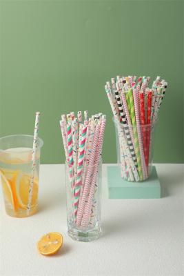 China Recyclable Bright color accept brown floral paper straws for sale