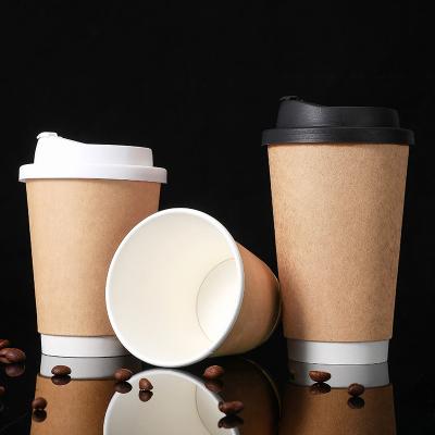 China Bio-degradable 10oz Double Wall paper Coffee Cups with Lid for hot drinks customized disposable paper cups for sale