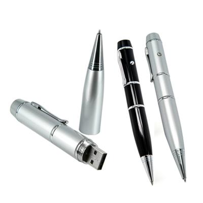 China Flash Pen Laser Led Light Indicator USB Pen Drive 8GB 16GB 32GB USB Training Ball Pen for sale