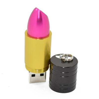 China Rose Pink USB 2.0 Flash Drive 64GB 32GB 16GB 8GB 4GB Lovely Metal Lipstick USB 2.0 Flash Memory Sticks U Disk Pendrive for sale