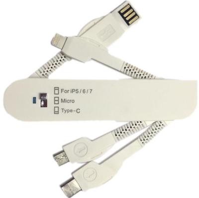 China Mobile Phone USB Cable Charger Military Knife 3in1 Swiss Multi USB Charging Cable With Type C for sale