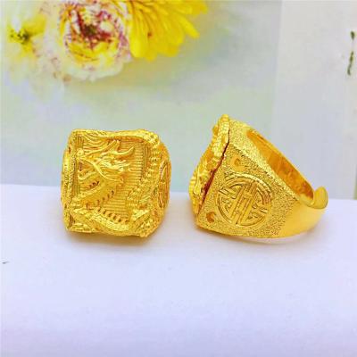 China Ethnic Drop Shipping Luxury 14K Gold Ring For Men Wedding Anniversary Ring Delicate Dragon Pattern Yellow Gold Jewelry Anniversary Gifts for sale