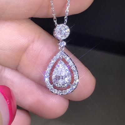 China CLASSIC GOLD&SILVER Island Color Diamond Pendant Necklace For Women Wedding Bizuteria Topaz Gemstone Jewelry Pendant Necklaces for sale