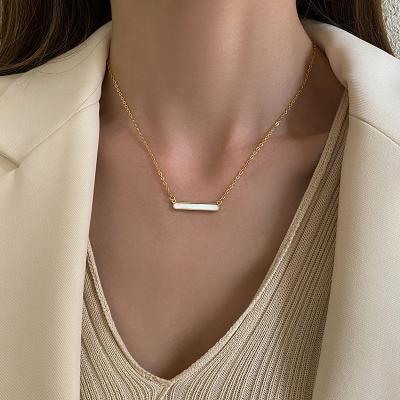 China Office/Career Yellow Gold Color Necklace For Women Pearl Rectangular Shell Necklace Collar Trendy Basic Clavicle Chain Choker Pendant Jewelry for sale