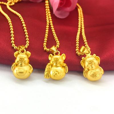 China Hyperbola Gold Necklace Pendants For Women Classic Zodiac Nafu Pig Necklace With Gold Pig Pendant Fine Jewelry For Wedding Birthday Gift for sale