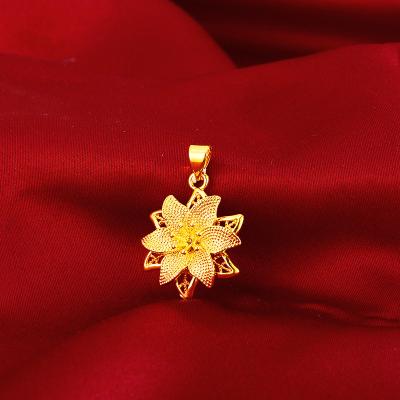 China Hiphop Delicate 3D Flower 14K Gold Pendant Necklace No Chain For Women Wedding Engagement Jewelry Christmas Birthday Gifts Girlfriend for sale