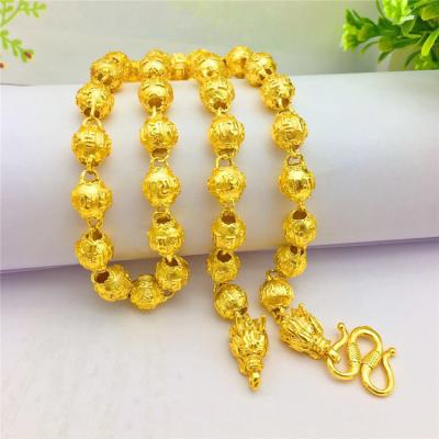 China Dropshipping Cute Fashion Luxury Gold Necklace For Men's Anniversary Jewelry 11n Thick Wedding Gold Tap Beads Incantation Necklace for sale