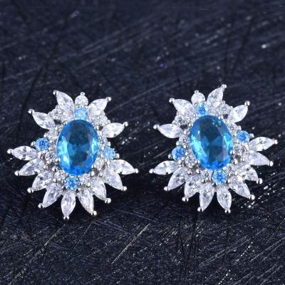 China Dropshipping Topaz Stud Earrings Luxury High Carbon Diamond Color Jewelry Stud Earrings S925 Hyperbole Silver Filled Jewelry for sale