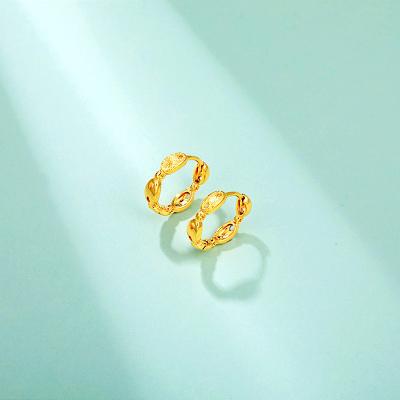 China Cute 24K Gold Stud Earrings For Women Retro Ring Earrings Simple To Wedding Engagement Earring Gifts Fine Jewelry kolczyki damskie for sale