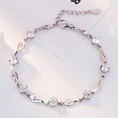 China 14K Gold Chain Link Charm Bracelets Romantic Birthday Gifts For Teen Girls Silver Plated Adjustable Zircon Bracelet Jewelry for sale