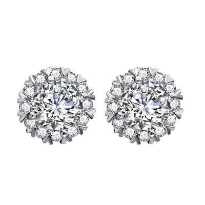 China Neo-Gothic Island of GOLD&SILVER 1Carat Diamond Style Garnet Earring for Women Aro Mujer Oreja 925 Silver Color Wedding Round Stud Earring for sale