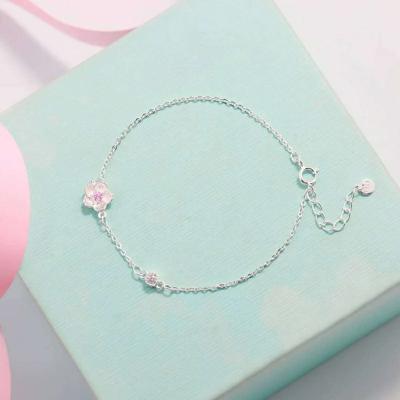 China Cute Silver Color S925 Literary Cherry Women Bracelet 925 Rose Hand Jewelry Pulsera Bizuteria Bracelets Gemstone for sale