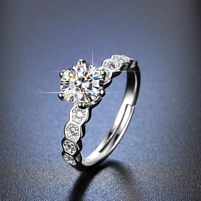 China CLASSIC Moissanite Ring Round Cut Solitaire Ring Sterling Silver Platinum Plated Promise Engagement For Women Dropshipping 0.5-3 carat for sale