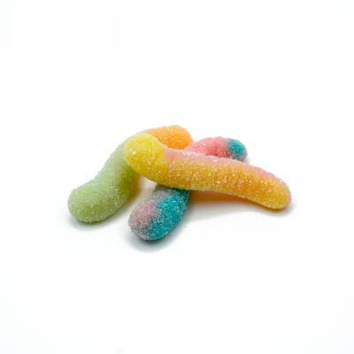 China Natural Sugar Coated Worm Shape Chewy Gummy Candy Wholesale Halal Gummies For Kids for sale