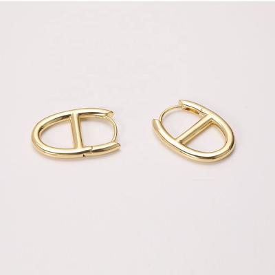 China TRENDY Women's Fashion Jewelry 18K Gold Plated Brass Mini Oval Hoop Ladies Earrings for Women and Girls for sale