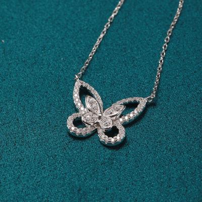 China TRENDY Women Clavicle Chain Necklace Jewelry 925 Sterling Silver Shiny CZ Tasty Butterfly Necklace for sale