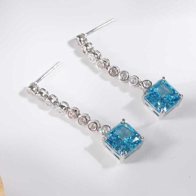 China FASHIONABLE Wholesale Silver Synthetic 925 Zircon Stud Earrings Adjust Long Drop Sexy Blooming Earrings for sale