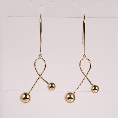 China TRENDY Brincos Feminino Longos Double Ball Dangle Earrings Gold Color Dot Drop Earrings Long Earring Jewelry for sale