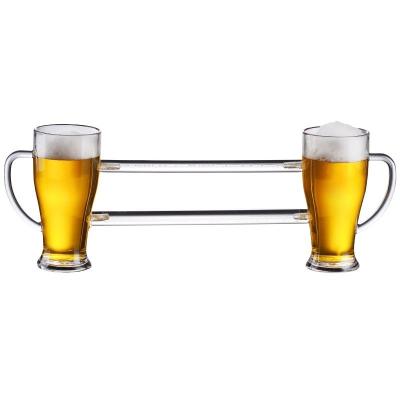 China Double beer mugs success beer mugs party bar party fun beer beer mug durable acrylic plastic not flimsy glass for sale