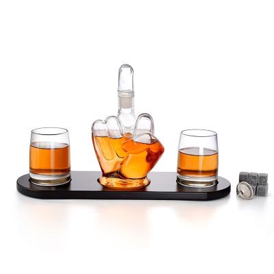 China Eco-Friendly Factory Bar Middle Finger Creative Decanter Set With Box Decanter Box Set for sale