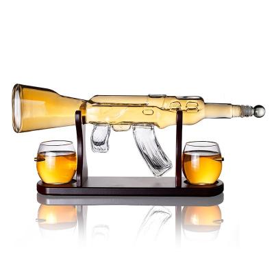 China Eco-Friendly Creative Design AK47 Shape Decanter Gun Clear Lead Free High Glass Set for sale