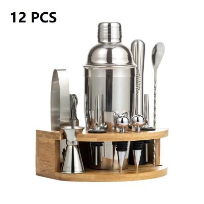 China High Quality Mirror Polishing 12pcs Mirror Polishing Cocktail Shaker Set Stainless Steel Cocktail Shakers Boston Cocktail Shaker for sale