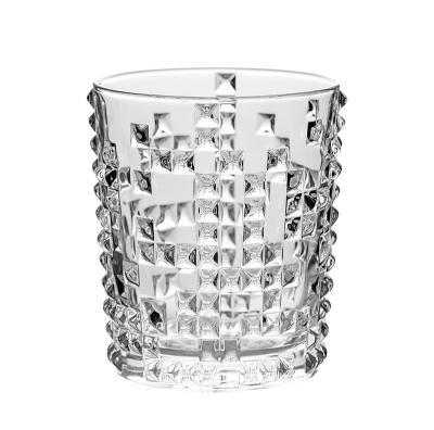 China Manufacture bar light luxury bear embossed tumbler lead free whiskey glass drill point crystal glass mug for sale