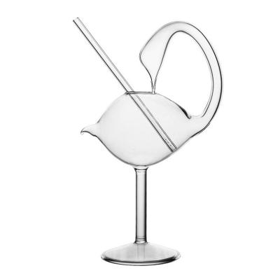 China Crystal Clear Elegant White Tumbler Swan Wine Cocktail Margarita Martini Glasses Crystal Shape for sale