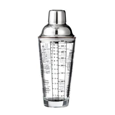 China Good Viable High Quality Sealing Three Sections Design Bar Tool 400ml Glass Cocktail Shaker With Scale for sale