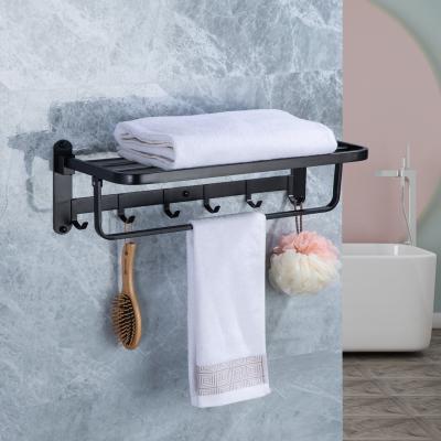 China Viable Cheap Foldable Towel Rack Bath Clothes Rack With Hook Stainless Steel Towel Shelf Bathroom Accessories for sale