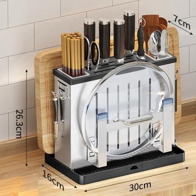 China Viable Stainless Steel Kitchen Knife Shelf Chopsticks Cage Knife Holder Chopper Rack For Home Storage for sale