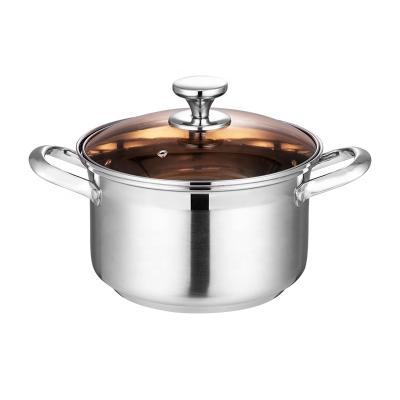 China Sustainable 304 Stainless Steel Soup Pot With Glass Lid for sale