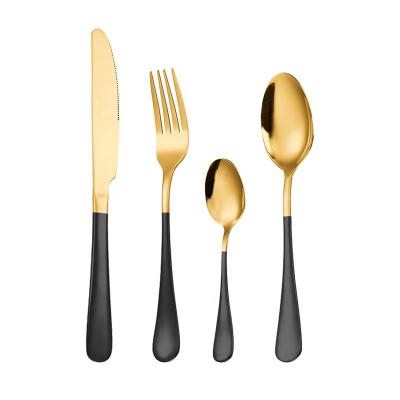 China Sustainable Hot Amazon Style Painted Stainless Steel Gold Plated Knight Tableware 4 Piece Set for sale