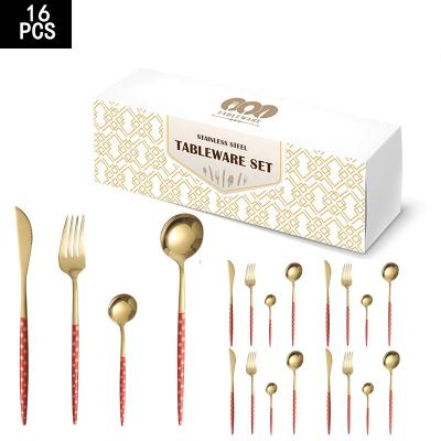 China Sustainable Gold Plated Spoons Forks And Knives Cutlery Set For Flatware Set Stainless Steel Cutlery Set for sale