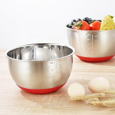 China New custom metal cookware sustainable non slip stainless steel eco friendly mixing salad bowl set with silicone lid for sale