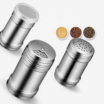 China Sustainable Stainless Steel Salt Pepper Shaker Spice Container Spice Jar With Adjustable Spill Holes for sale