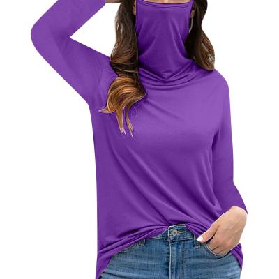 China 2021 Multifunctional Anti-Wrinkle Anti-Wrinkle Neck Sleeve Face Cover T-shirt Top Tops Long Ladies T-shirt Top Women for sale