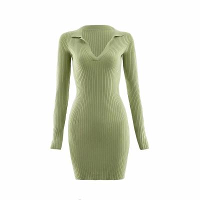 China Breathable Breathable Women Sweater Dresses Knit Dress Long Sleeve Knitted Dress for sale