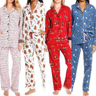 China QUICK DRY design of women's classic comfortable silk cotton women's pajamas QUICK DRY home ladies printing wear pajamas for sale