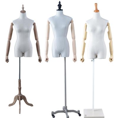 China Custom dress form mannequin with wooden arms for sale