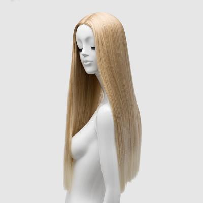 China Gold Fiber Longer Ombre Hair Straight Premium Human Hair High End Color Straight Fiber Wig For Women for sale