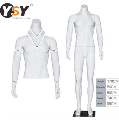 China Customize Sport Exercise Photographing Male Female Muscle Sportswear Shiny White Mannequin for sale