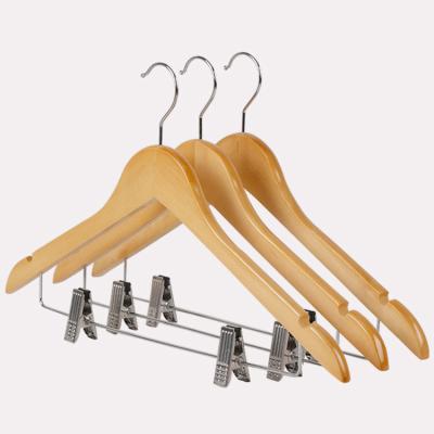 China Garment Fashion Laundry Jacket Durable Wholesale Wide Oversized Pants Customized Coat Wooden Clip Hanger for sale